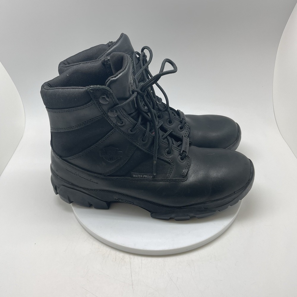 Harley Davidson Boots Mens 11.5 M Lambert Black Leather Waterproof Vibram D96142